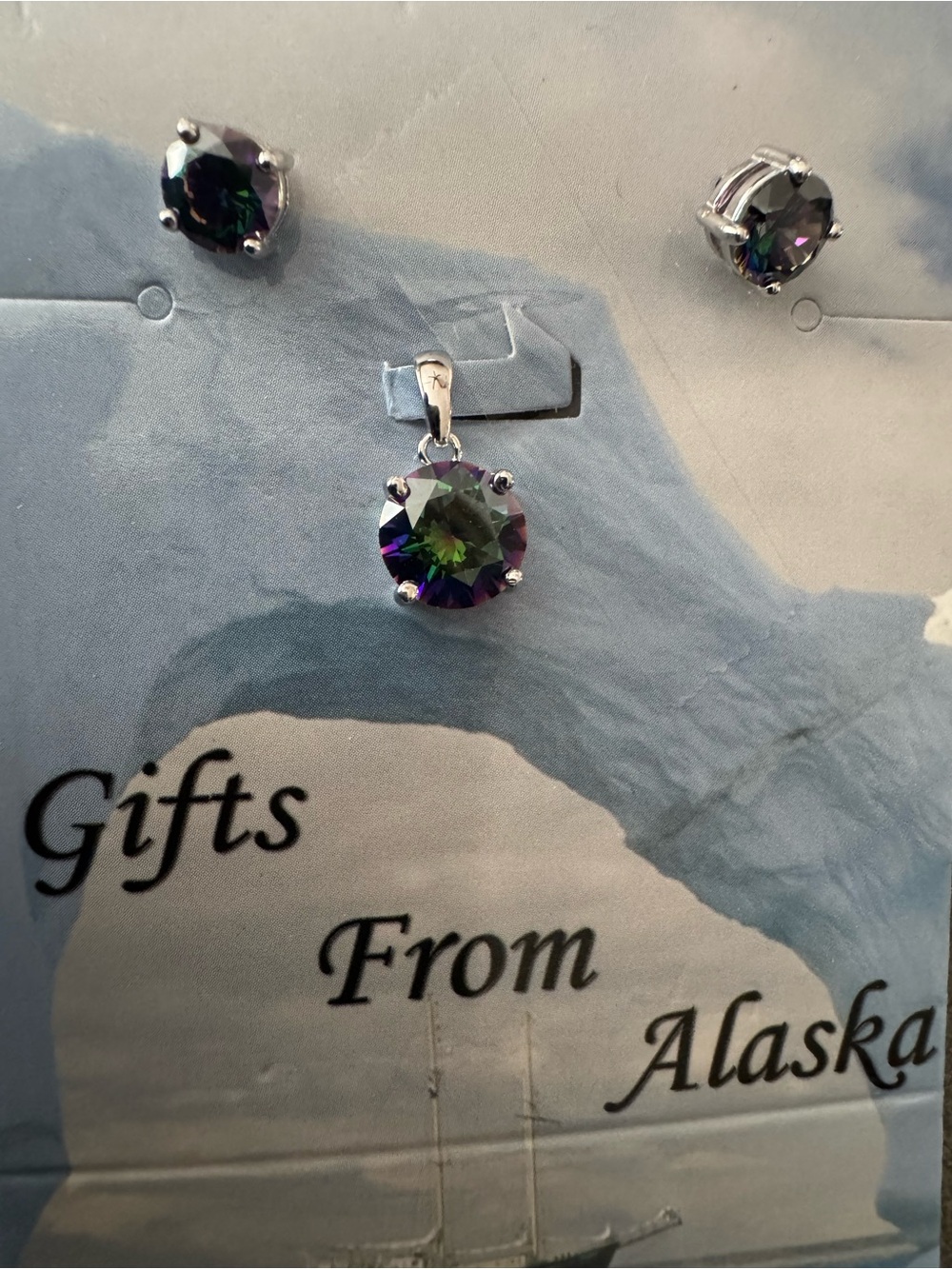 925 setting northern lights topas pendant and earrings